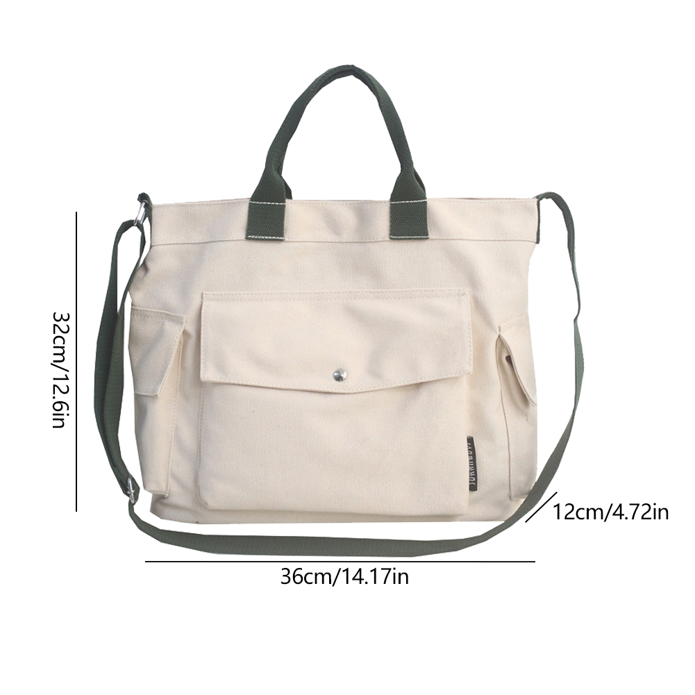 Canvas crossbodytas voor dames, grote capaciteit, messenger bag, casual, verstelbare riem, eenvoudige, draagbare boodschappentas, forenzentas: Wit