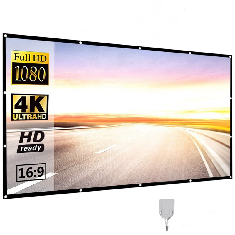 Projector Screen for Home Theater HD White Foldable Anti-Crease