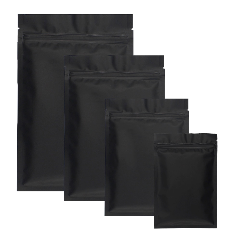 Mat Zwart Wit Roze Smeltlasbare Ziplock Verpakking Zakje Hersluitbare Platte Aluminium Folie Zip Lock Plastic Zakken 100 Stuks