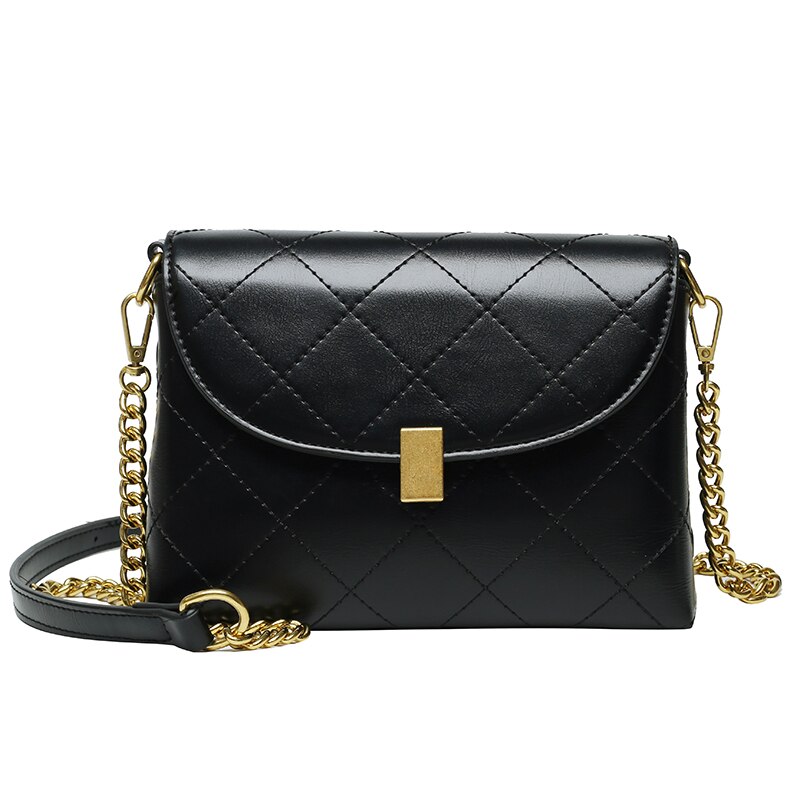 petit rabat chaîne bandoulière sacs pour femmes été PU cuir épaule sac à bandoulière pour fille sac à main dames téléphone sac à main: Black