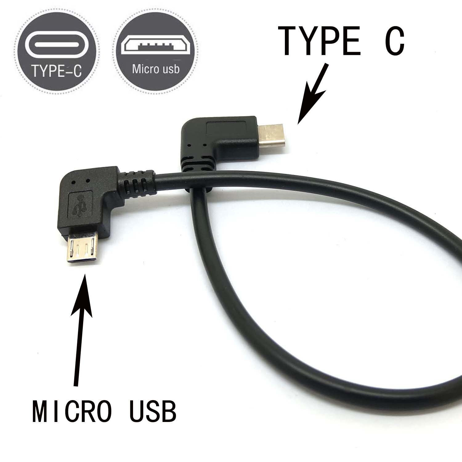 90 vinkel type c (usb-c) til micro usb sync charge otg oplader datakabel adapter
