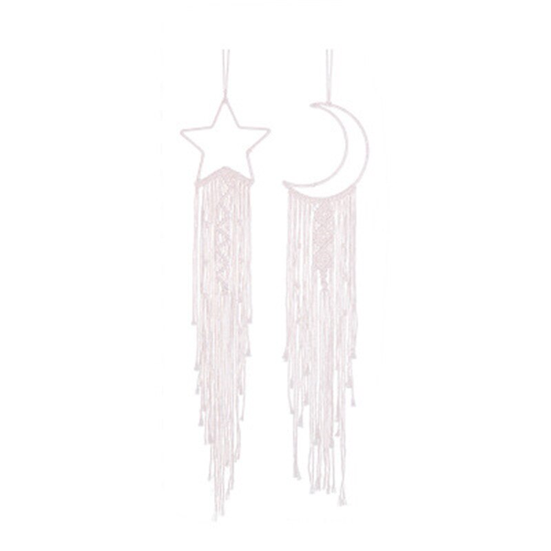 Lune et étoile macramé tapisserie murale suspendus Boho lune étoiles capteur de rêves tenture murale pendentif pour enfants filles chambre décoration