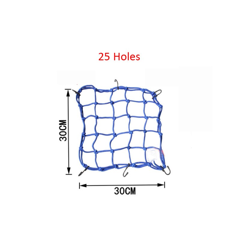 Red de carga para bicicleta, 30x30cm, 25 agujeros, bolsa de almacenamiento de equipaje, hilo, malla: Blue