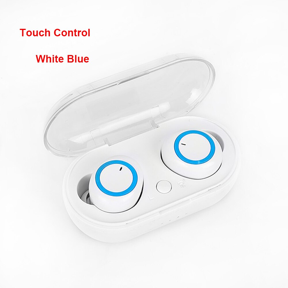 Fone de ouvido tws bluetooth 5.0, estéreo, grave, headset, com microfone verdadeiro, wireless, mini fone de ouvido esportivo para xiaomi iphone: B White Blue