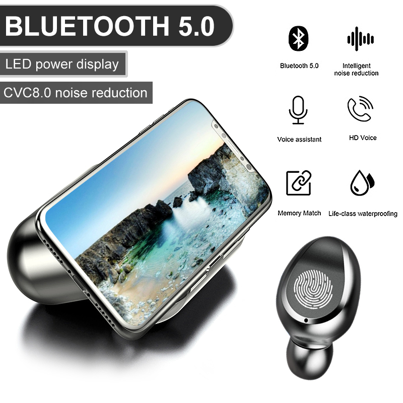 Draadloze Koptelefoon Bluetooth 5.0 F9 Tws Draadloze Bluetooth Hoofdtelefoon Led Display Met 2000 Mah Power Bank Headset Met Microfoon