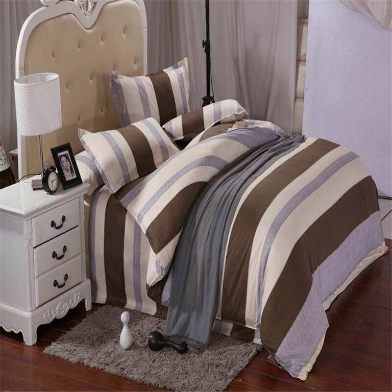 2Colours 4 Pcs All Size Duvet Cover with Pillow Case Quilt Cover Bedding Set Single Double King