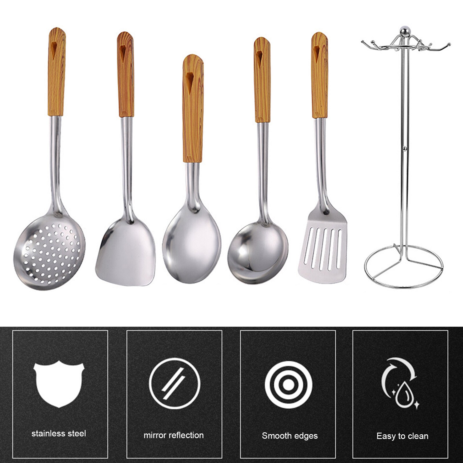 Cooking Tool Stainless Steel With Storage Rack 6Pcs/Set Tools Accessories Kitchenware Cooking Tool Set