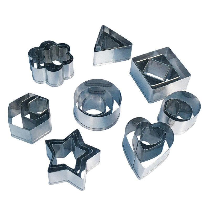 24pcs Stainless Steel Cookie Cutter Tools Circle Triangle Square Shaped Biscuit Pastry Mold Cake Decorating Baking Kitchen Tools