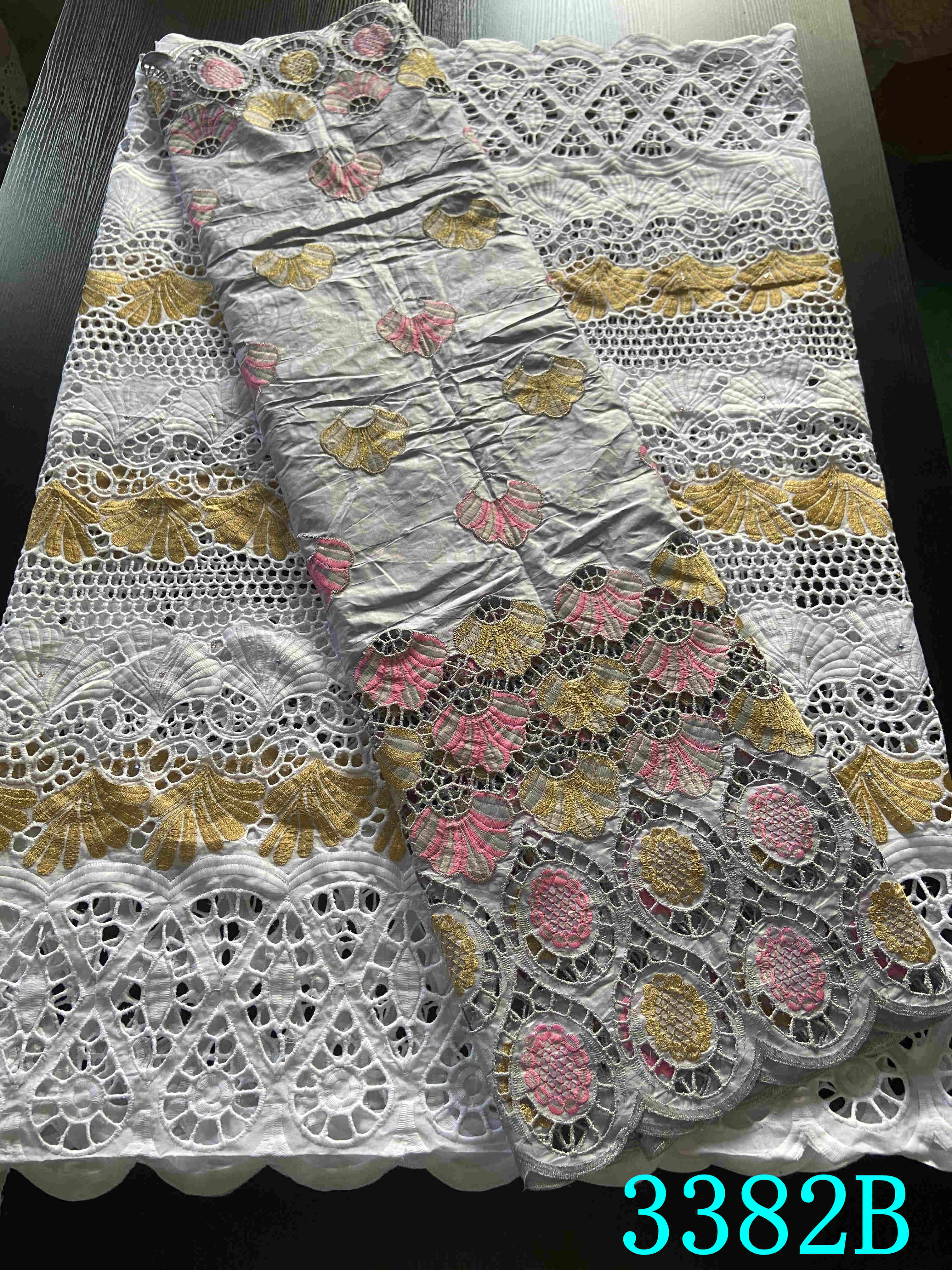 Dentelle sèche Bazin, tissu Bazin, 2.5 + 2.5 mètres, tissu de , dentelle africaine, guinée, africaine, Voile de suisse, YA3382B: Picture 1