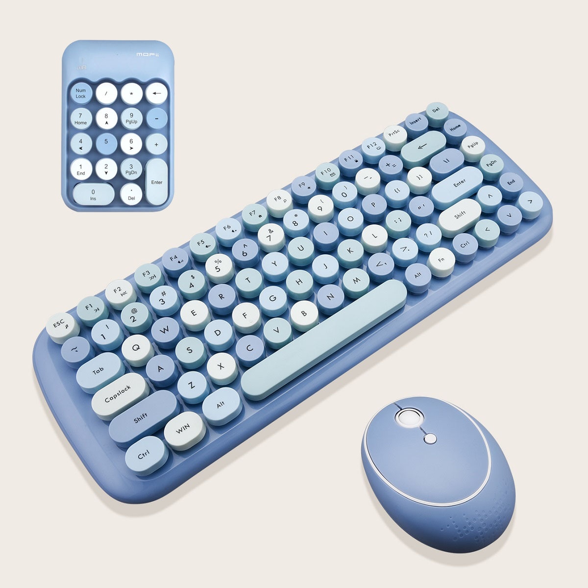 2.4G Wireless Keyboard Set Mixed Candy Color Roud Keycap Keyboard and Mouse Comb for Laptop Notebook PC Girls