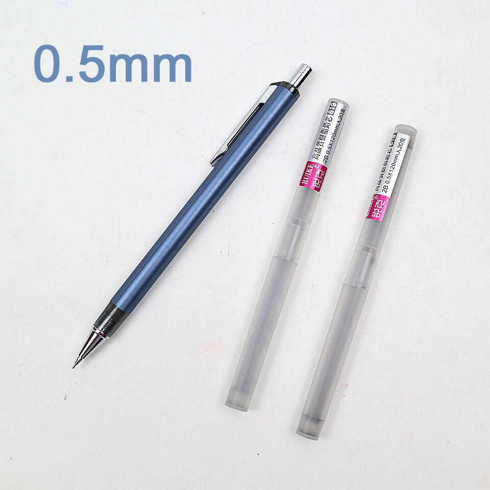 Metal Mechanical Pencil 0.5/0.7mm For Painting And Writing карандаш School Supplies Send 2 Refills: 0.5mm-Blue