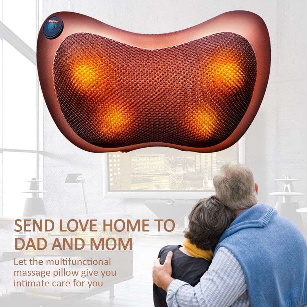 Multi-Functional Electric Pillow Shoulder BackVibrator Heating Kneading Infrared therapy pillow shiatsu for car and home