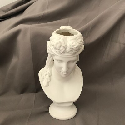 Greece David Venus Apollo Art Sculpture Vase Flower Pot Human Head Home Decor Imitation Plaster Resin Flower Arrangement R4502: Purple 