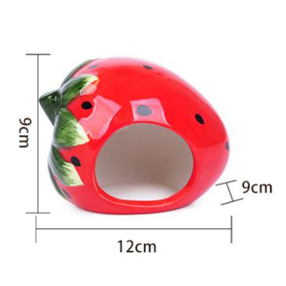 Ceramic Cartoon Strawberry Shape Hamster House Home Summer Cool Small Animal Pet Nesting Habitat Cage Bedding Original House Mat