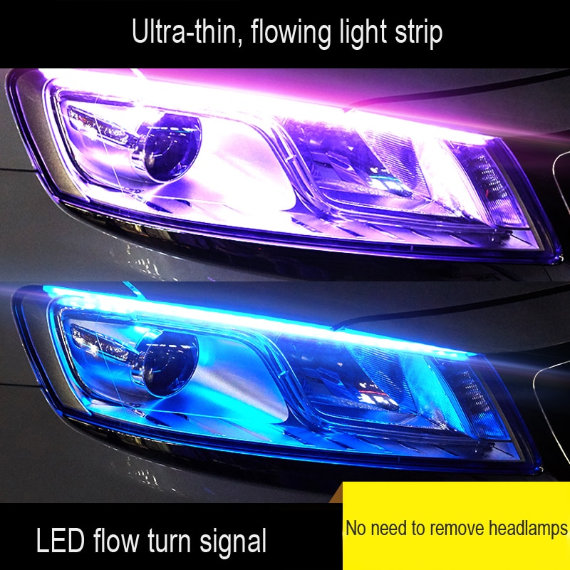 1 stuk Ultra-Dunne auto LED Dagrijverlichting Zachte Buis LED Strip Kleurrijke Water Lichtgeleider Auto Licht strips Light Strip