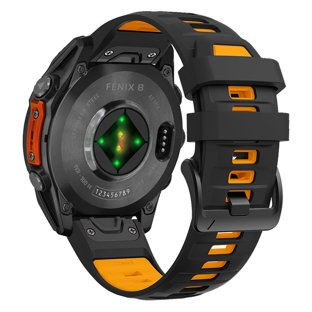 Bracelet de montre Fenix8 1:1 pour Garmin Fenix 8 47mm 51mm E 7 7X 6 6X 5 5X/Epix Pro/Enduro 3 QuickFit 22mm 26mm, Bracelet en Silicone: GREEN BLUE / 12mm