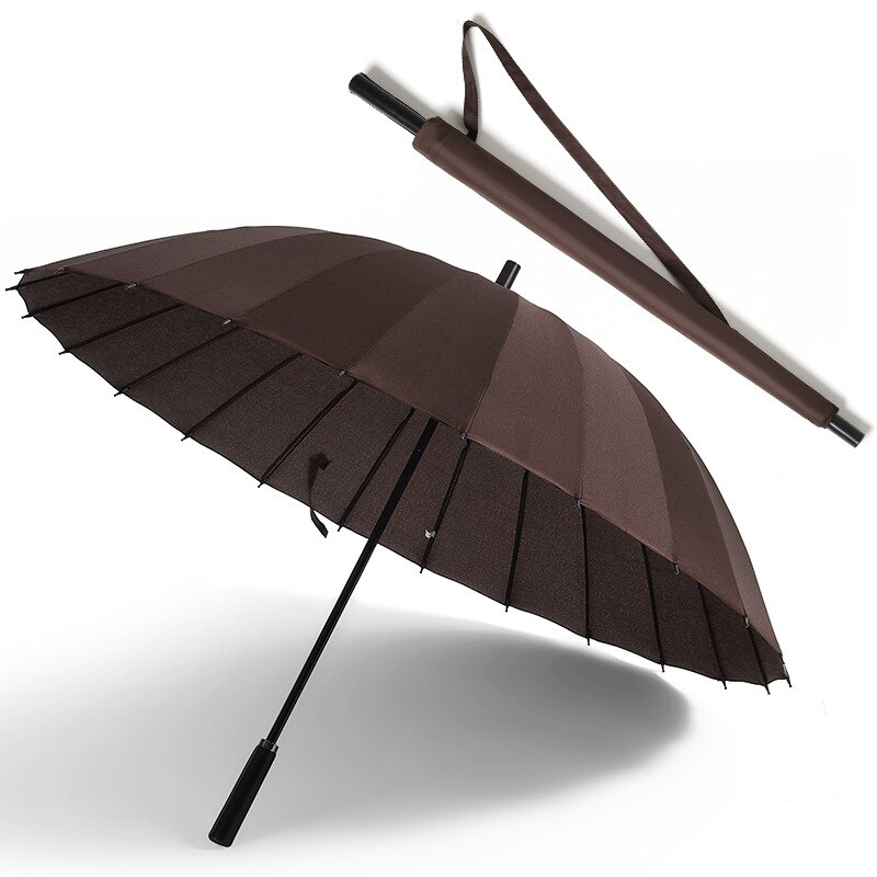YRYP pluie parapluie hommes femmes 24K verre fibre parapluie forte coupe-vent poignée femmes paraguay: Coffe
