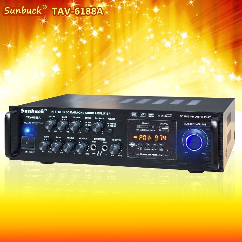 Kaolanhon 220V 12v 200W+200W car home audio built-in Bluetooth amplifier tav-6188BT/A high power bass amplifier