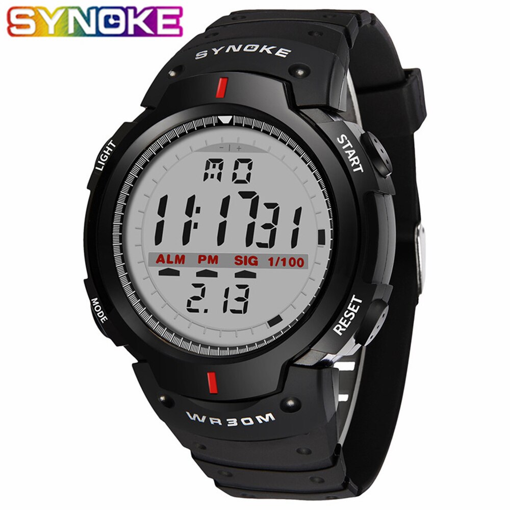 Synoke klockor herr 30m vattentät elektronisk led digital klocka herr utomhus herr sport armbandsur stoppur relojes hombre