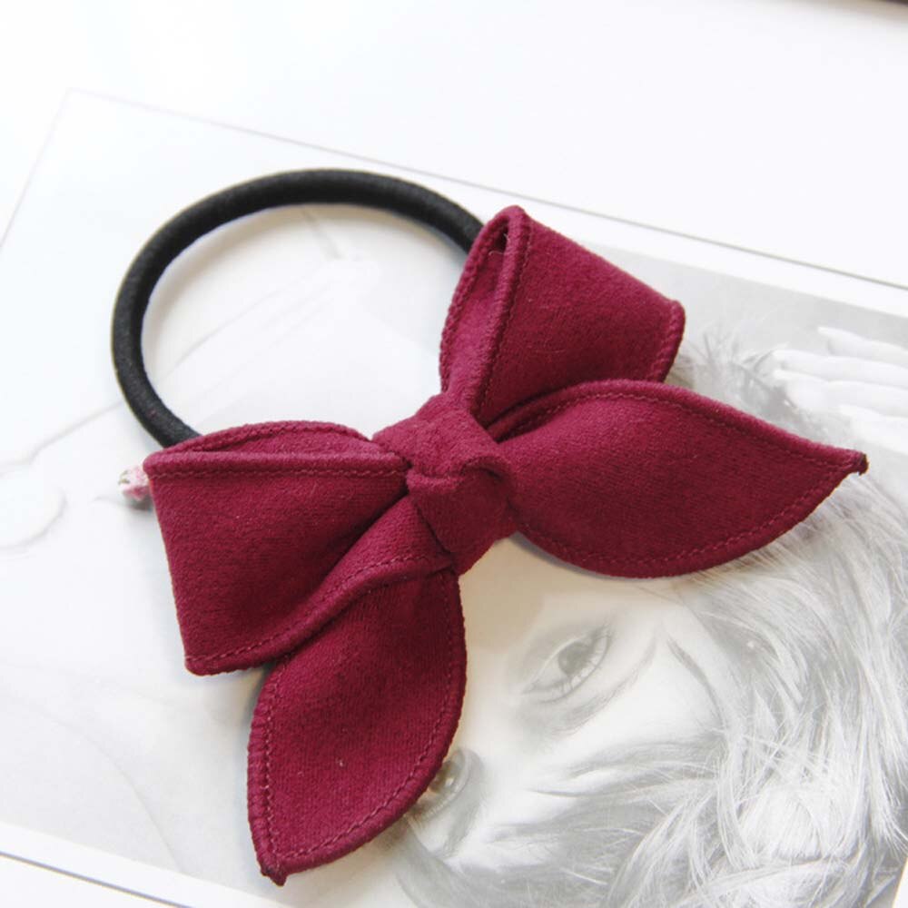 1pc meninas bonito arcos scrunchy crianças bandas de cabelo goma laço de cabelo corda elástica faixas de cabelo para meninas presente acessórios de cabelo: red