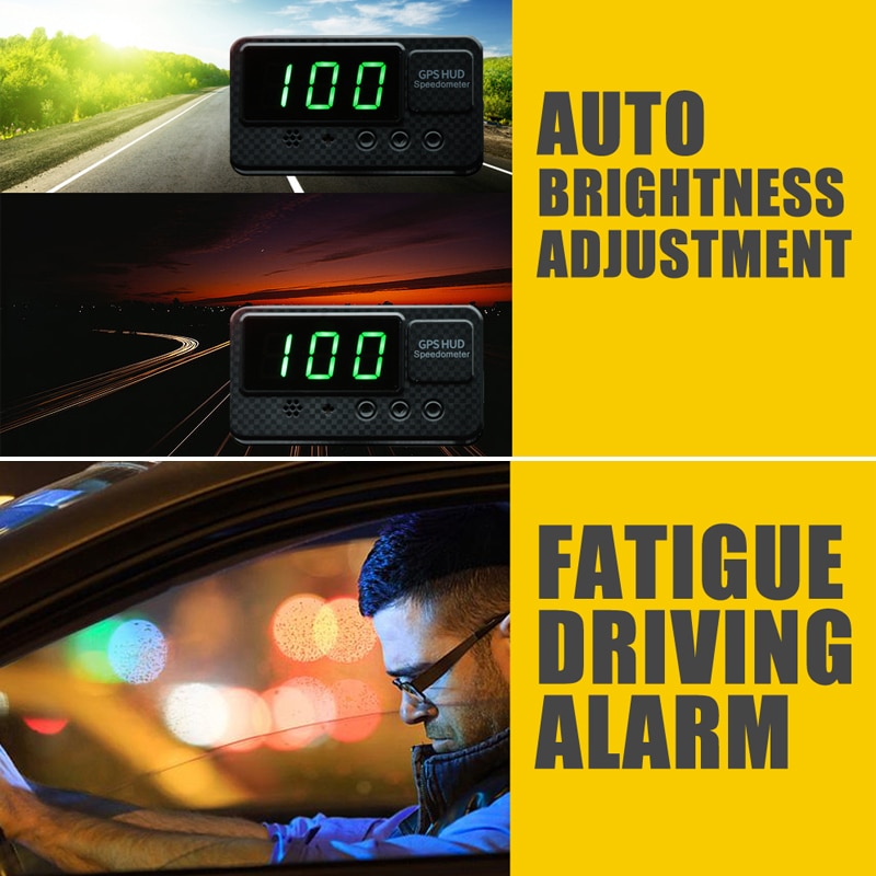 ABS PC Speedometer Over-Speed Alarm On/Off Rotatable Holder HUD Digital