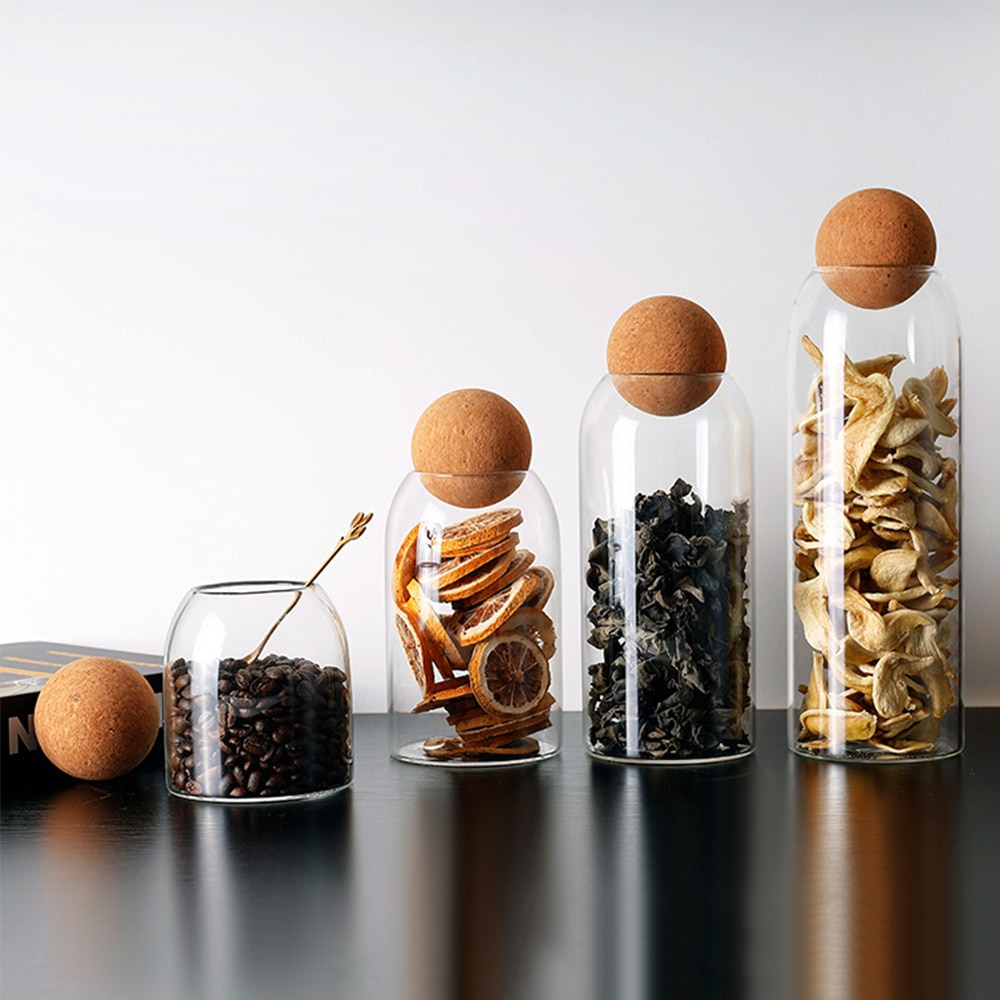 Contenedor de alimentos de vidrio con tapa, tarros con tapa para envase para especias, cereales, cocina, vela, frasco, café