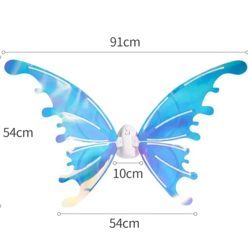 Girls Angel Elf Butterfly Wings with Dazzling Color Lights And Sound Effects Feather Back Decoration Musical Butterfly Toy