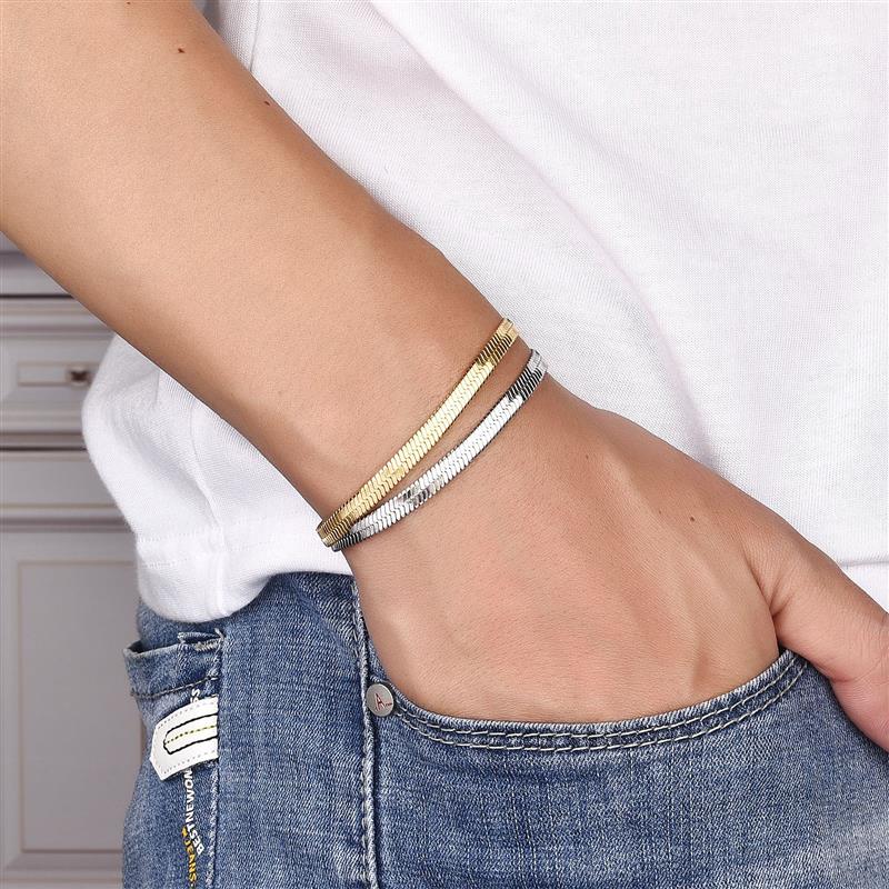 3/4/5 MM Rvs Snake Chain Armband Voor Vrouwen Mannen Klassieke Goud Kleur Charm Armbanden Sieraden