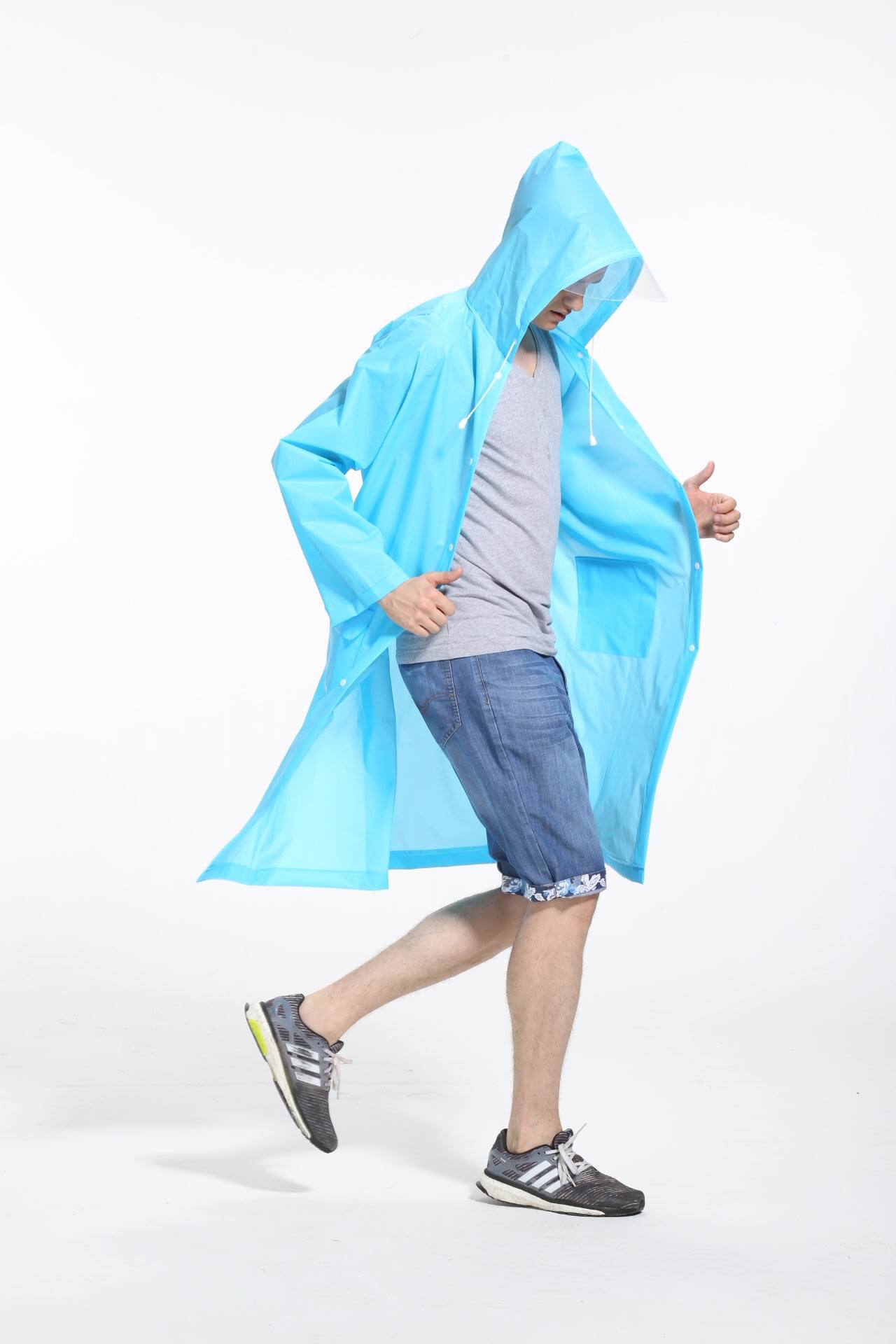 Raincoat Women Men Impermeable Thickened Waterproof Raincoat Tourism Outdoor Hiking Rain Poncho Raincoat Hooded Rain Coat: Blue / M