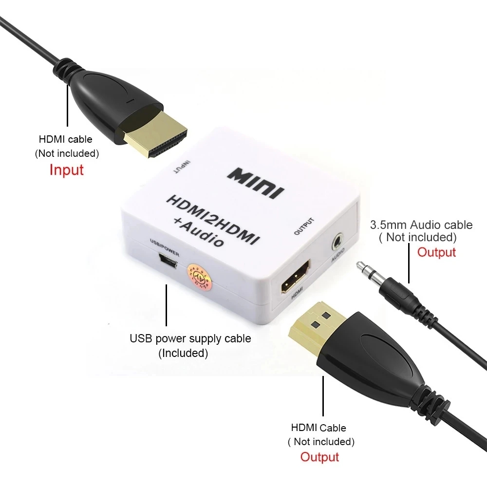 1080P Hdmi Audio-Extractor Splitter Hdmi Naar Hdmi 3.5Mm Audio-Extractor Hdmi Digitaal Naar Analoog 3.5Mm Uit Audio Voor Pc Laptop Hdtv
