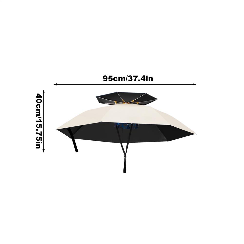 Draagbare hoofdparasol, draagbare zonnescherm regenhoed, geventileerde buitenparasol voor kamperen en wandelen: Beige
