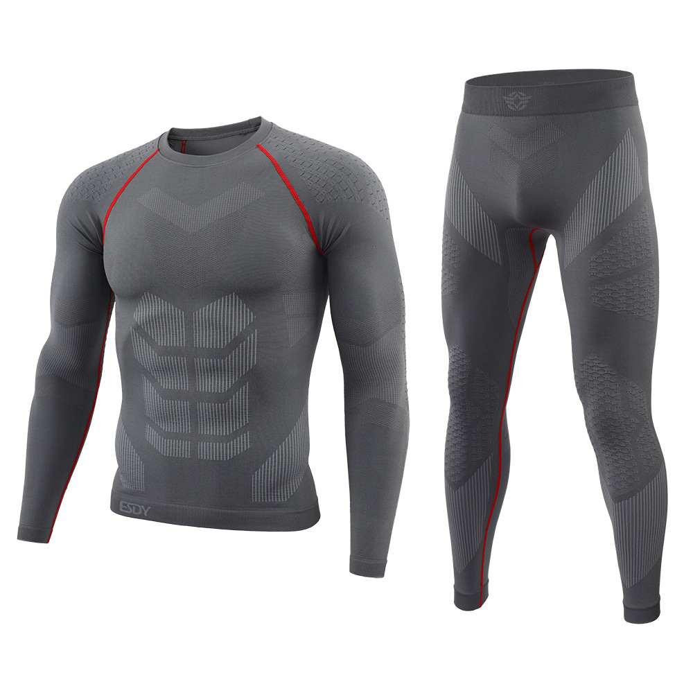 Ropa interior térmica táctica ajustada sin costuras para hombre, ropa deportiva con función transpirable para entrenamiento y ciclismo, Calzoncillos largos térmicos para invierno: L / Gris