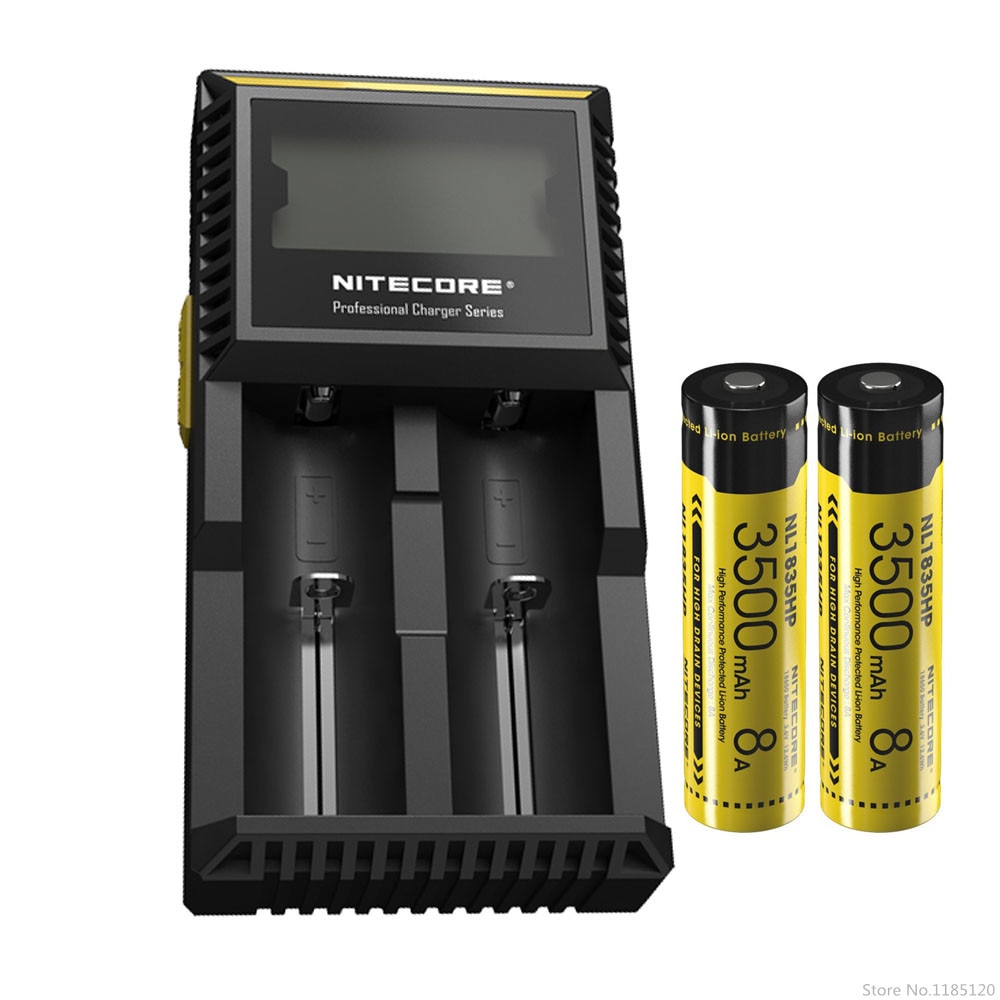 NITECORE D2 Digicharger LCD Screen Batterij Lader + NITECORE 3500mAh 3200mAh 2600mAh 2300mAh NL166 NL147 oplaadbare batterijen