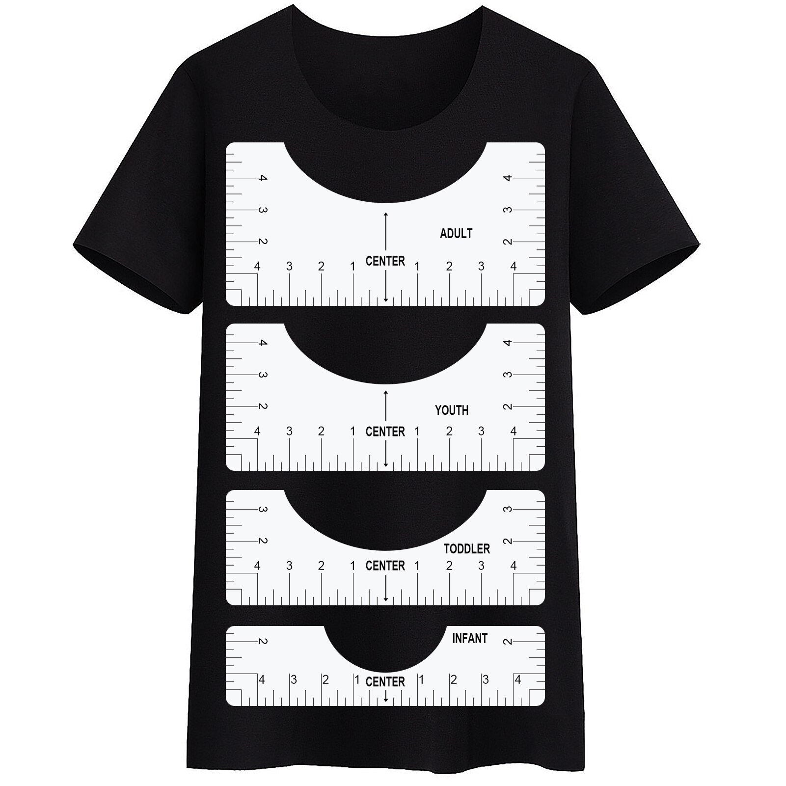4PCS Alignment Ruler for T-Shirt Vinyl T-Shirt Ruler Guide Alignment Tool Center Designs HTV Standard Alignment Ruler GK