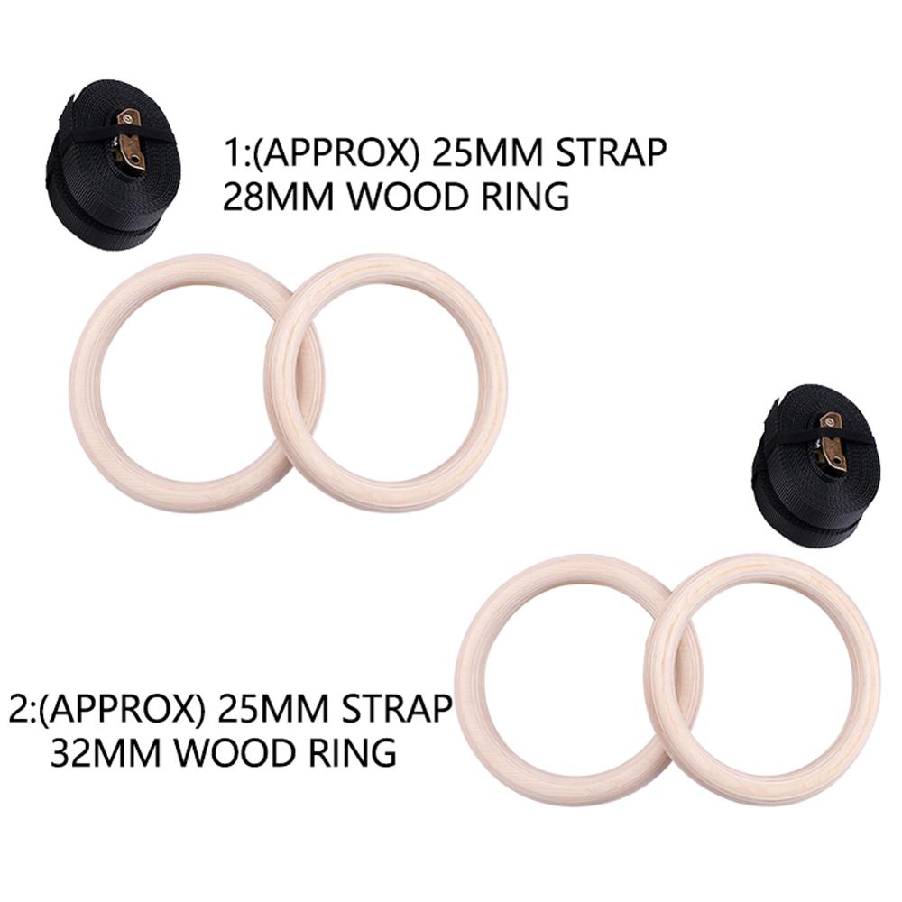 Trä gymnastik ringar 28/32mm gym ringar med justerbara remmar för hem träning pull ups styrketräning fitness