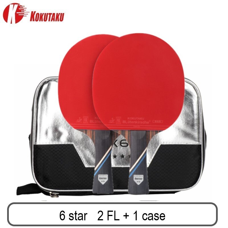 Kokutaku Ittf Professionele 4/5/6 Star Ping Pong Racket Carbon Tafeltennis Racket Bat Paddle Set Puistjes In Rubber met Zak: 6star 2 FL