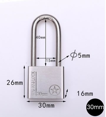 Salidas de fábrica de acero inoxidable 304, candado para exteriores, impermeable, antioxidante, antirrobo, resistente a la corrosión, Océano, barcos, exteriores: long hook 30MM