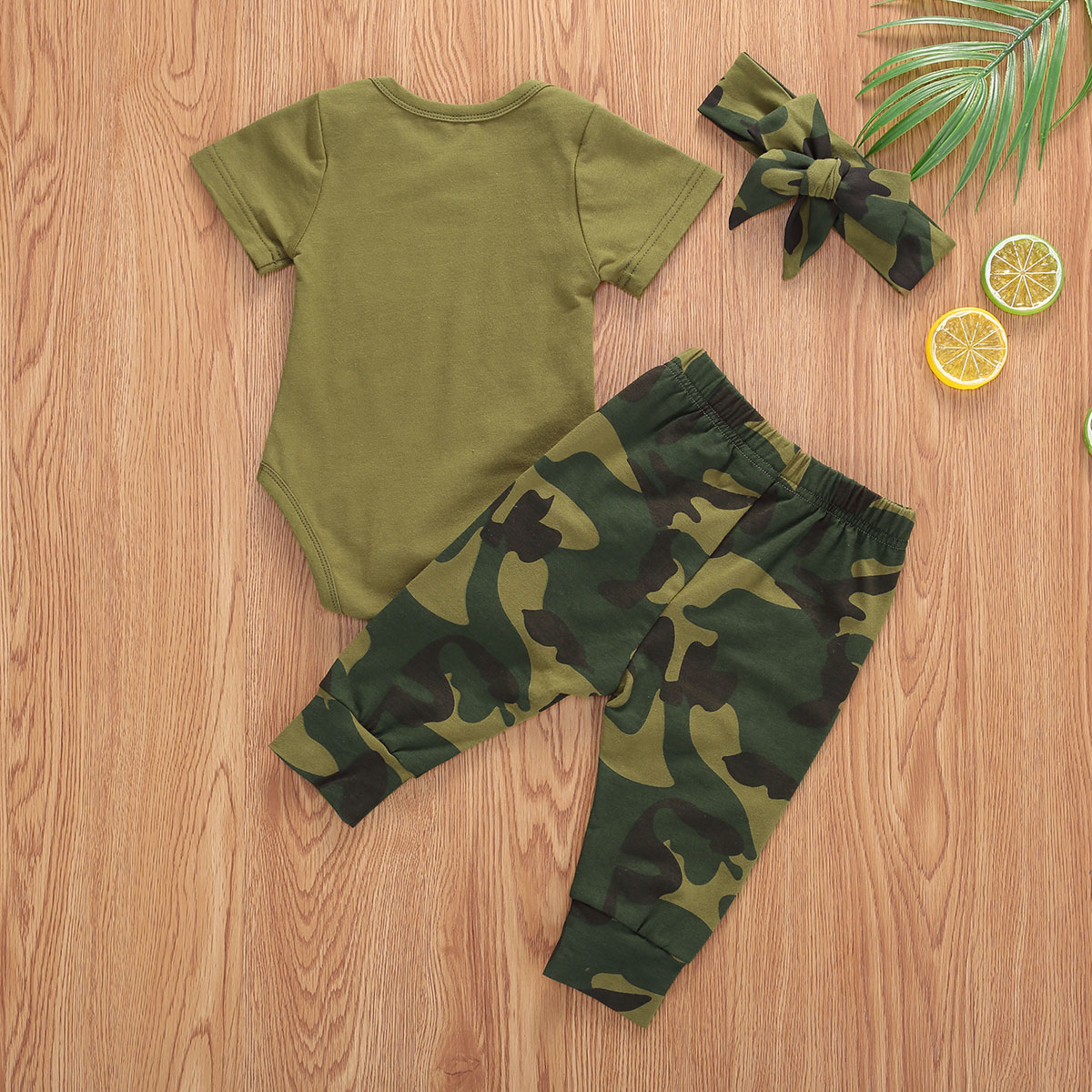 Ropa para bebé recién nacido, refranes para mamá, camiseta estampada, pantalones de camuflaje + sombreros, conjunto de pelele