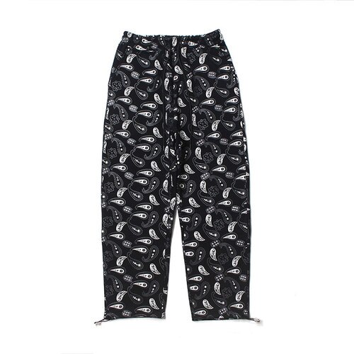 Pantalon de survêtement noir à motif cachemire et velours pour homme, style streetwear rétro, motif fleur de cajou, ample et décontracté, bas épais et élastique: Xl