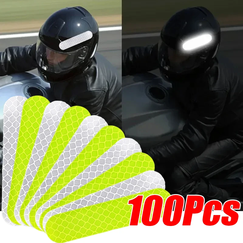 10-100 stk. sykkelklistremerker motorsykkelhjelm advarsel reflekterende klistremerker nattsikkerhet kjøringe dekorative striper moto bilklistremerker