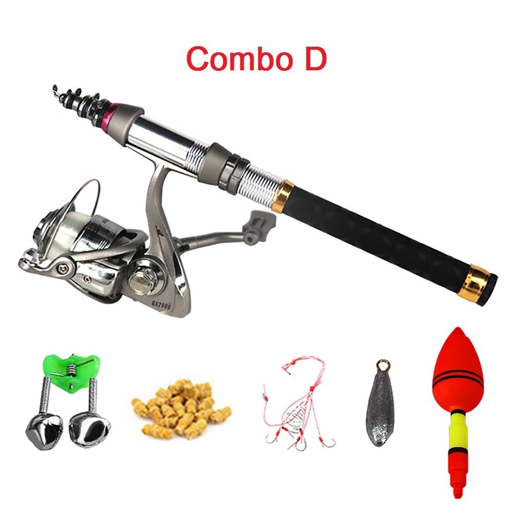 1.3M 2.1M 2.4M Hengel Reel Lijn Combo Draagbare Mini Telescopische Hengel Hengel Lokken Haken Bell vlotter Lood Gewicht Set