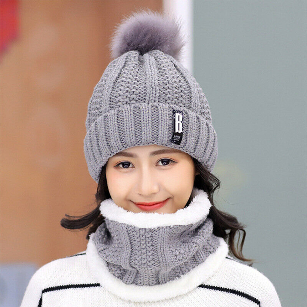 2 Stuk Set Winter Wol Hoed Mutsen Vrouwen Hoed Sjaal Masker Warm Ademend Wol Gebreide Hoed Voor Vrouwen bescherming Caps