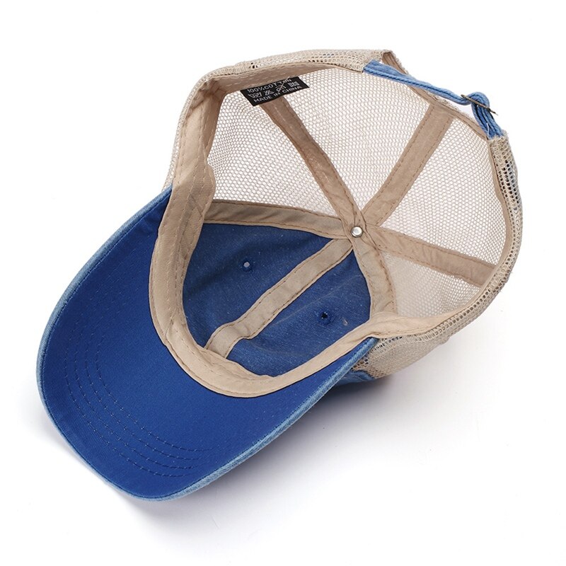 Tennis Baseball Cap Retro Stijl Gewassen Katoen Mesh Strapback Hoed Hoofddeksels Outdoor Sportkleding met Verstelbare Rug Sluiting