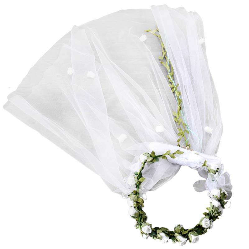 Flower Crown Veil Wedding Veil Bridal Veil Wreath ... – Vicedeal