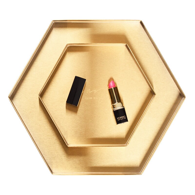 nordisch Goldene Geometrie Edelstahl Ablage Wohnzimmer Schreibtisch Kleinigkeiten Kosmetik Organizer Abendessen Platte Schmuck Regal