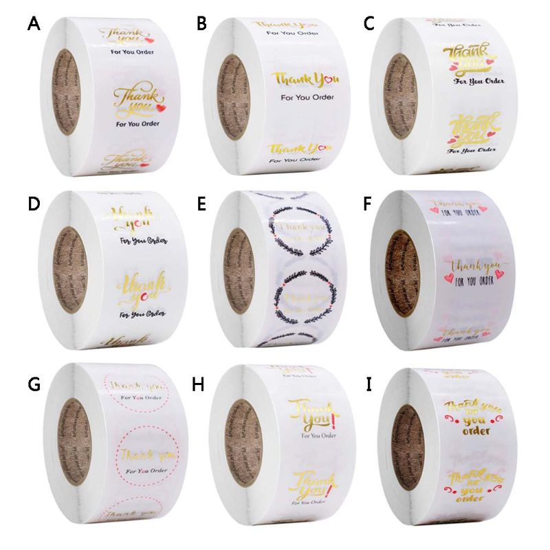 500 Uds./rollo redondo transparente gracias por su pedido Paquete de pegatinas sello etiqueta hecho a mano tarjeta Scrapbooking Decoración