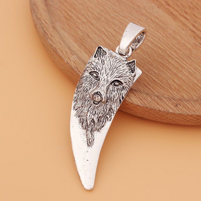 5 pieces/lot large wolf head tooth teeth shape tibetan silver charms pendants for necklace jewelry making accessories
