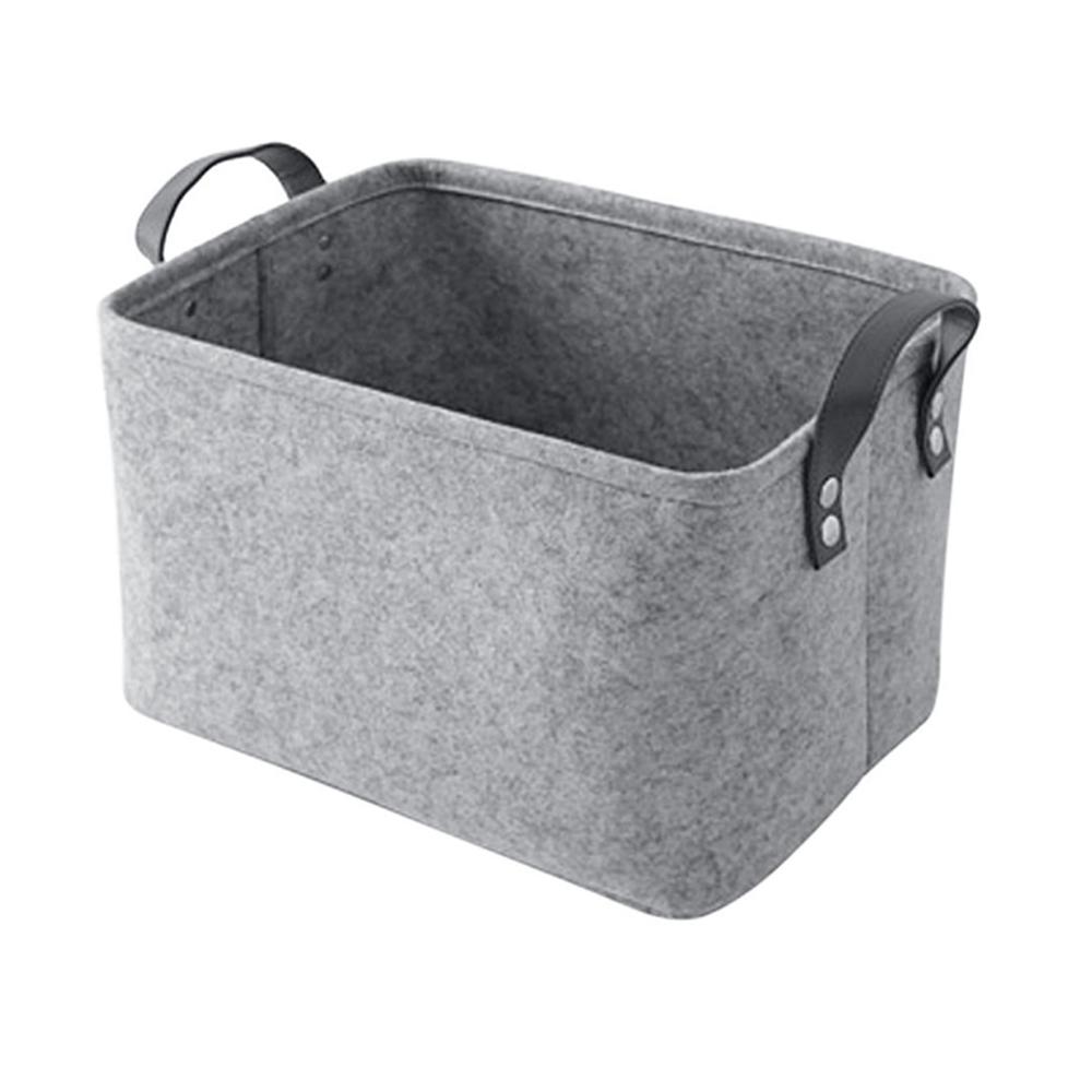 Foldable Dirty Clothes Laundry Basket Container Wool Felt Storage Baskets Toy Storage Box Home Sundries Organizer Large Capacity: Gray / S