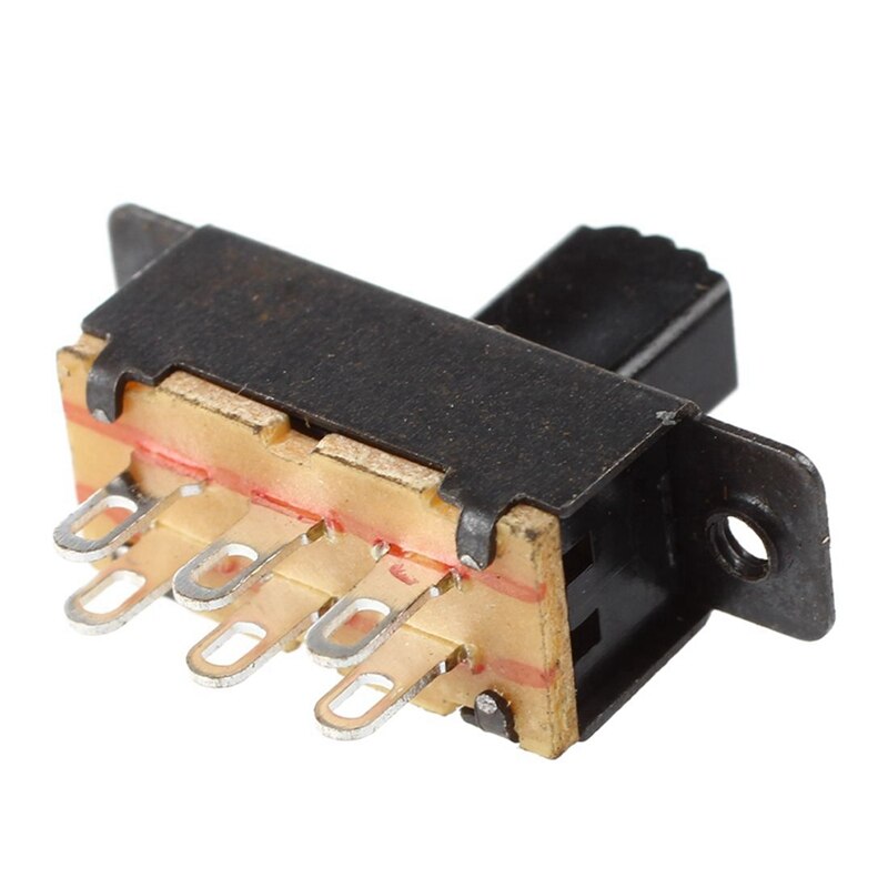 Lot De 20 Interrupteurs à Glissière DPDT 6 Bornes - 5mm, Verrouillage, PCB - Noir/Argent Uxcell
