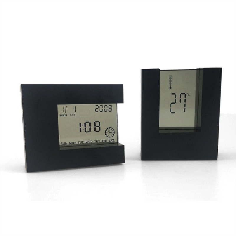 360 Degree Overturn LED Digital Alarm Clock Temperature Thermometer Desk Time Date Display Calendar Timer Table Led Clock